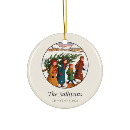christmas family portrait – product photo – Ceramic Ornament