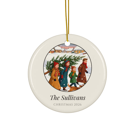 christmas family portrait – product photo – Ceramic Ornament