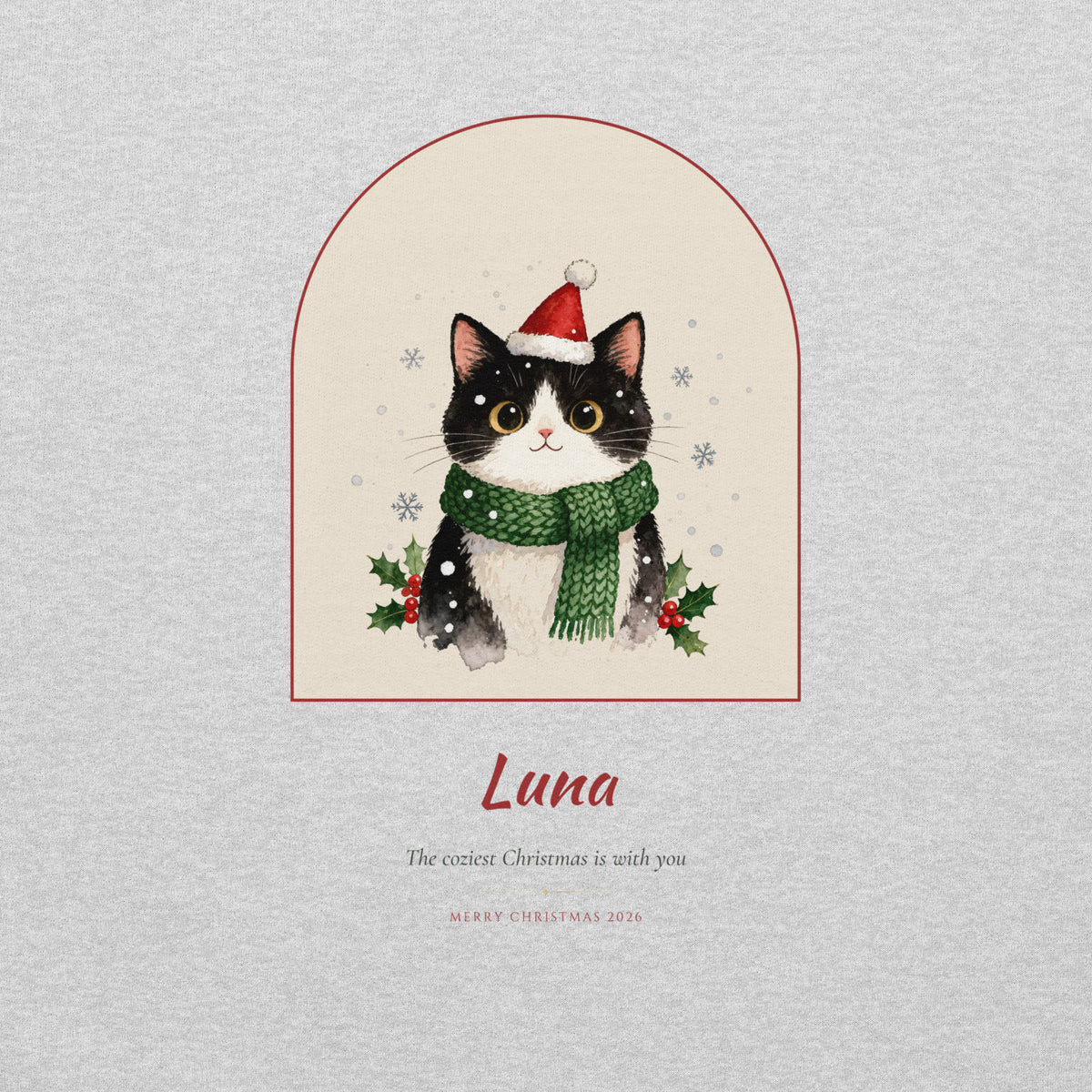 Christmas Cat Portrait – lifestyle photo – Crewneck Sweatshirt