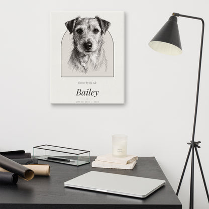 Pencil Sketch Pet Memorial Portrait – lifestyle photo – Canvas Print