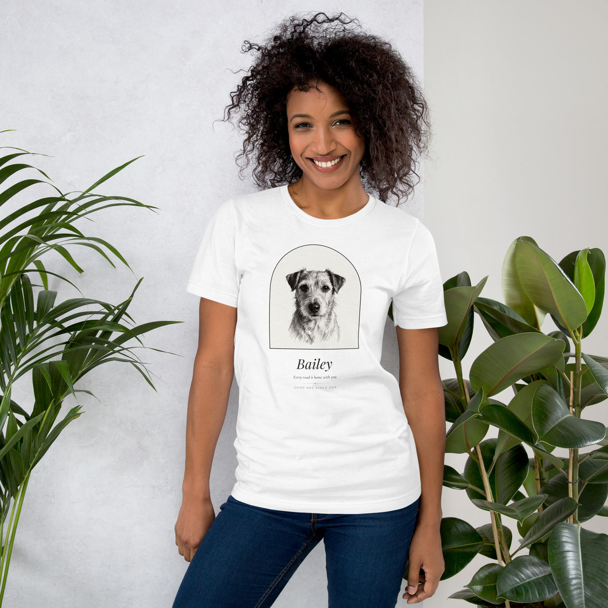 Pencil Sketch Dog Portrait – product photo – T-Shirt