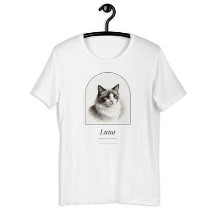 Pencil Sketch Cat Portrait Gift for Mom – front view – T-Shirt