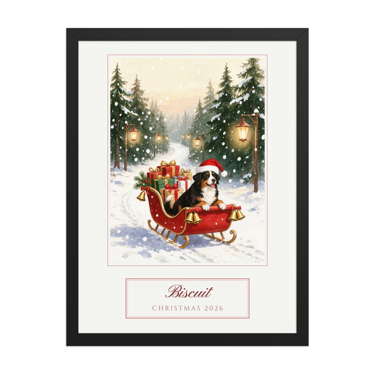 christmas pet portrait – product photo – Enhanced Matte Paper Framed Poster