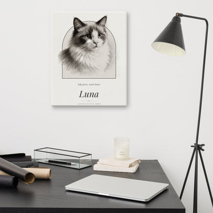 Pencil Sketch Cat Portrait Gift for Mom – lifestyle photo – Canvas Print