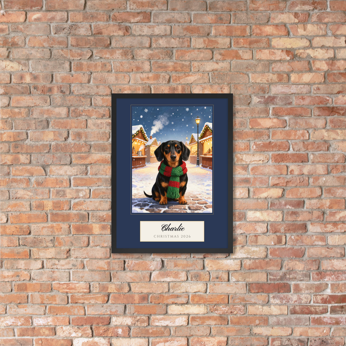 christmas pet portrait – lifestyle photo, lifestyle 4 – Enhanced Matte Paper Framed Poster