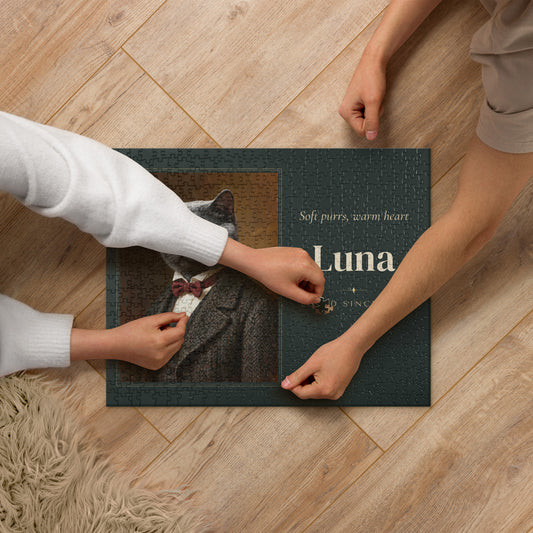 Gentleman Cat Portrait Gift for Mom – lifestyle photo – Jigsaw Puzzle