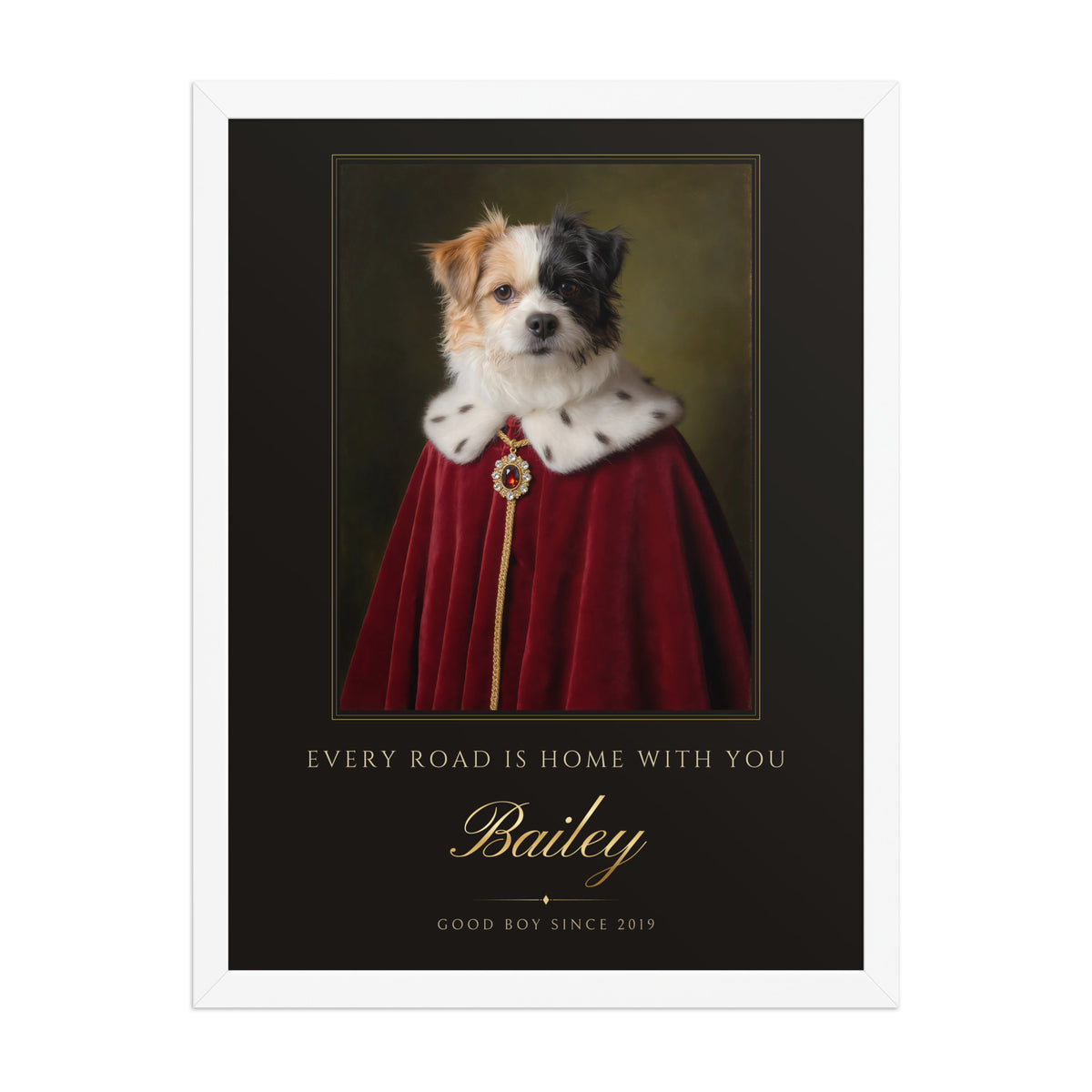 Royal Dog Portrait – front view – Framed Print