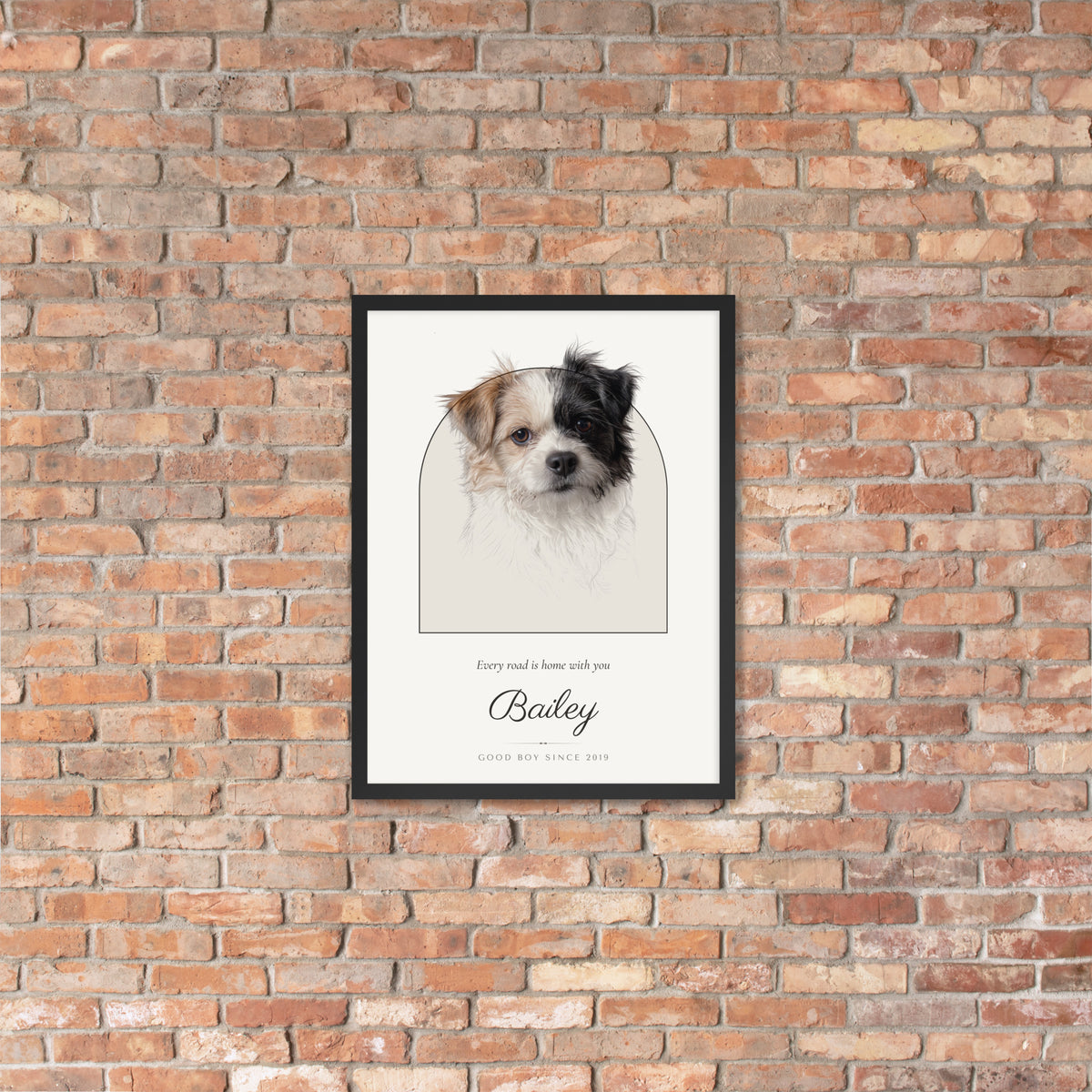 Pencil Sketch Dog Portrait – lifestyle photo, lifestyle 4 – Framed Print
