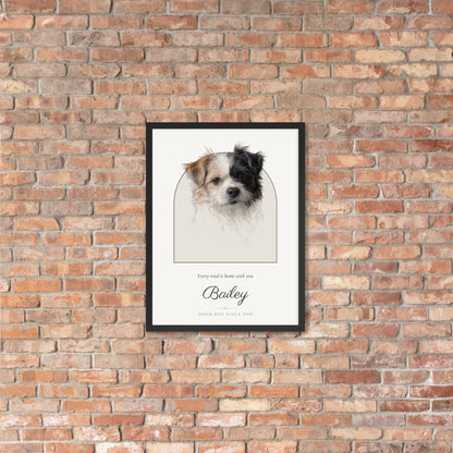 Pencil Sketch Dog Portrait – lifestyle photo, lifestyle 4 – Framed Print