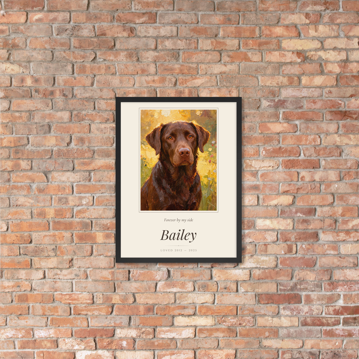 Oil Painting Pet Memorial Portrait – lifestyle photo, lifestyle 4 – Framed Print