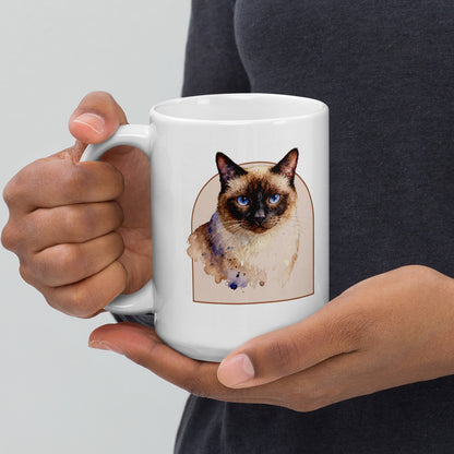 Watercolor Cat Portrait – product photo, handle on left – Coffee Mug