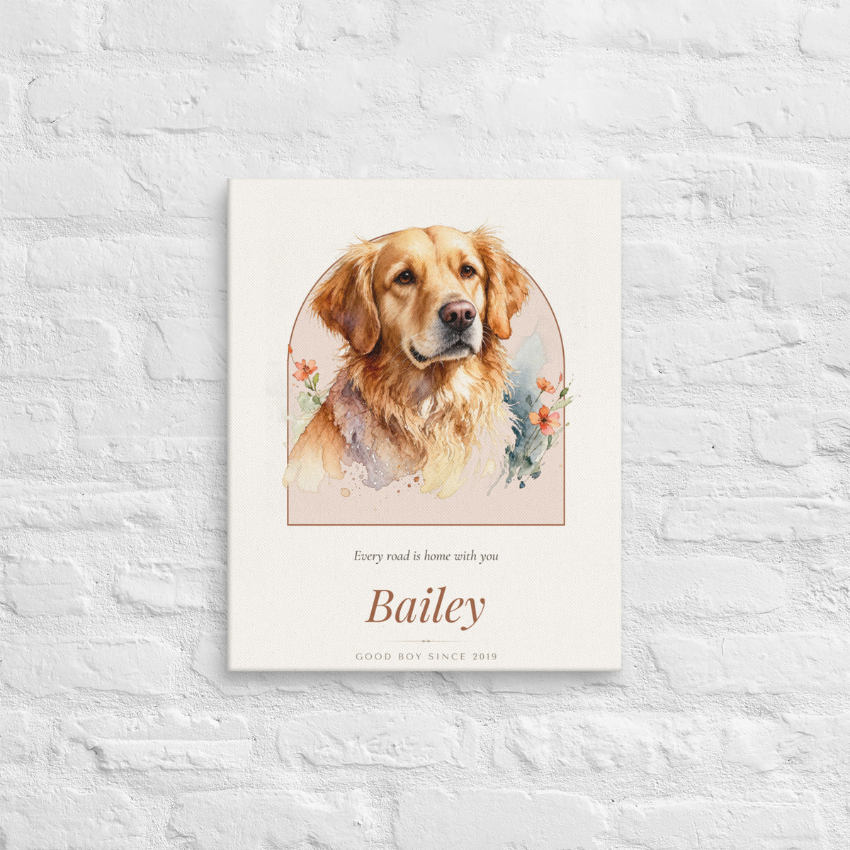 Watercolor Dog Portrait – lifestyle photo – Canvas Print