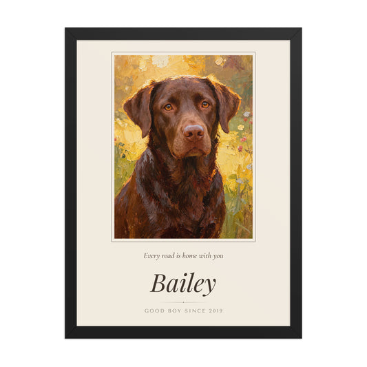 Oil Painting Dog Portrait – product photo – Framed Print