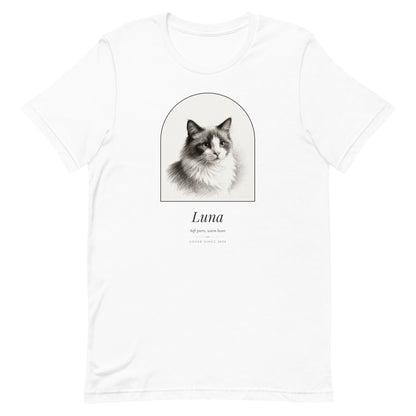 Pencil Sketch Cat Portrait Gift for Mom – front view – T-Shirt