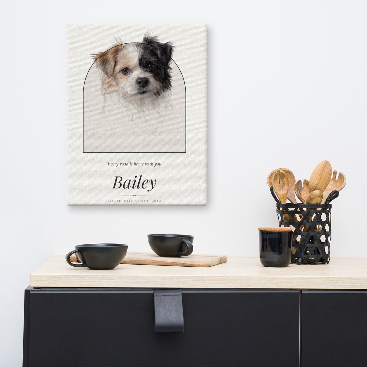 Pencil Sketch Dog Portrait – lifestyle photo – Canvas Print