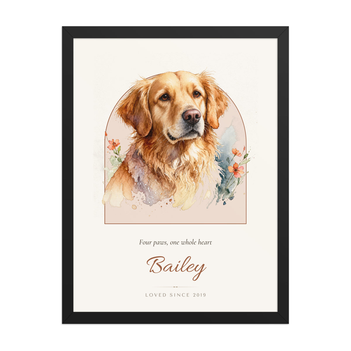 Watercolor Dog Portrait Gift for Mom – product photo – Framed Print
