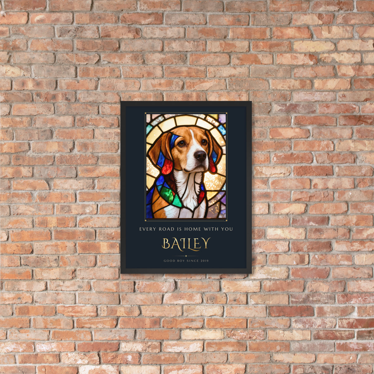 Stained Glass Dog Portrait – lifestyle photo, lifestyle 4 – Framed Print