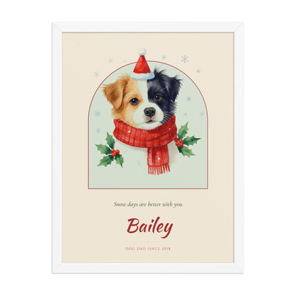 Christmas Dog Dad Gift – front view – Framed Print