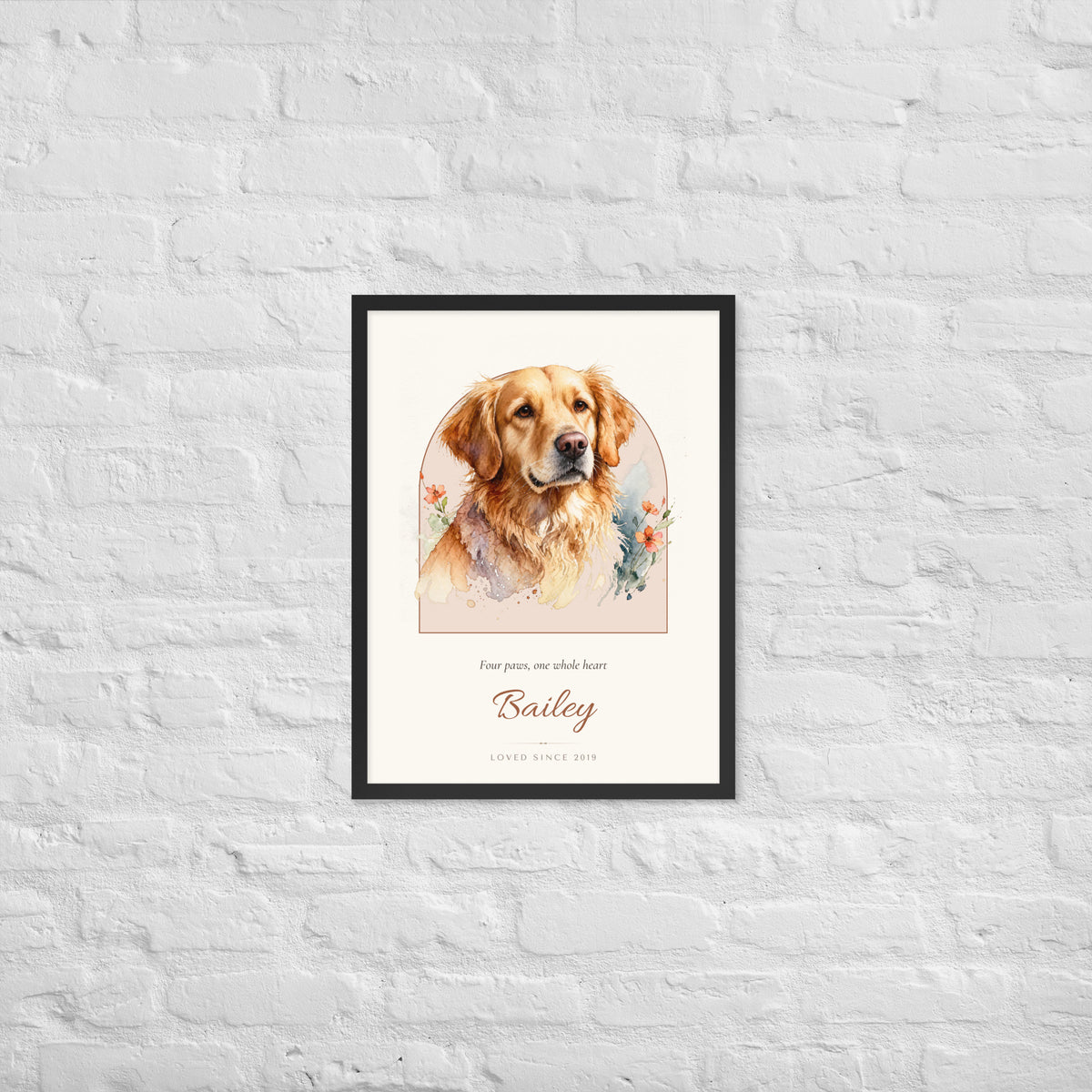 Watercolor Dog Portrait Gift for Mom – lifestyle photo – Framed Print