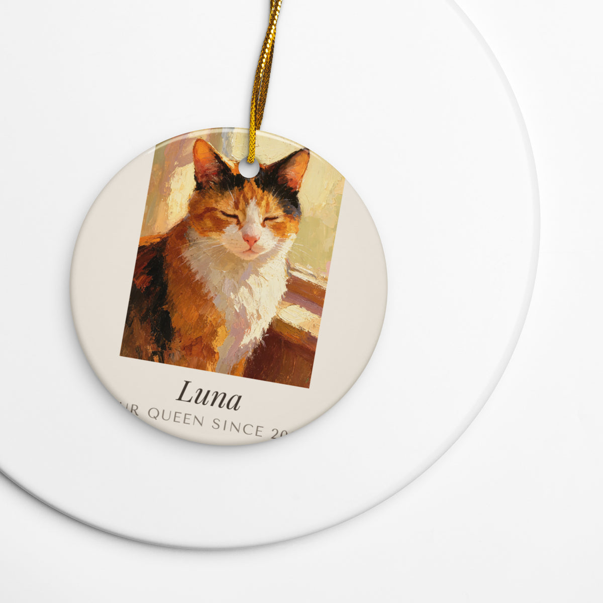Oil Painting Cat Portrait – lifestyle photo – Ceramic Ornament