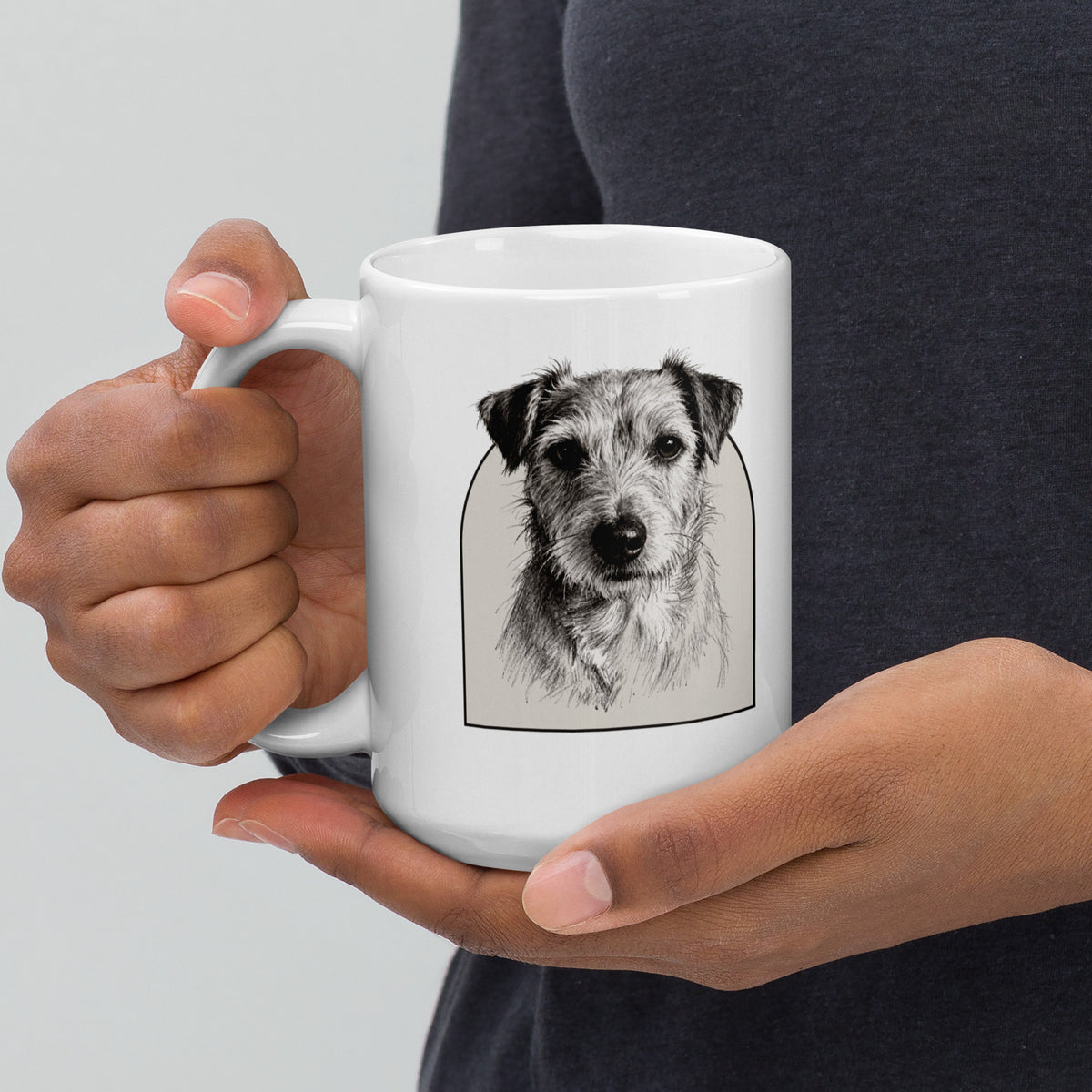 Pencil Sketch Pet Christmas Gift – product photo, handle on left – Coffee Mug