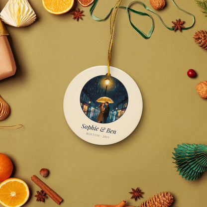 custom couple portrait – lifestyle photo – Ceramic Ornament