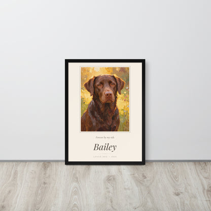 Oil Painting Pet Memorial Portrait – lifestyle photo – Framed Print