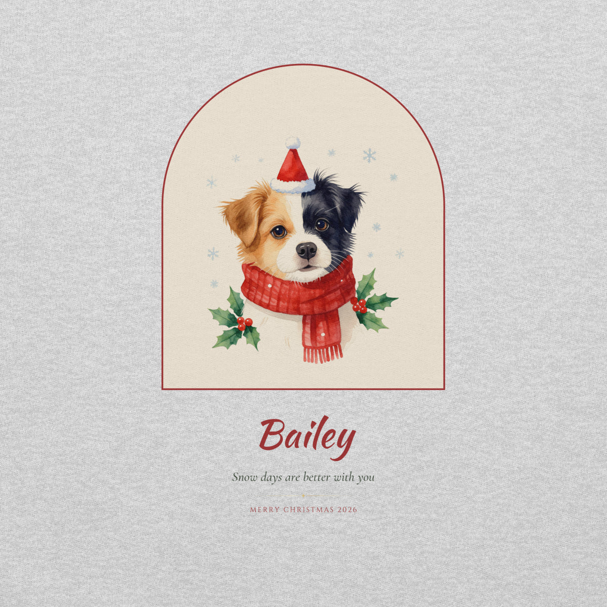 Christmas Dog Portrait – Christmas Pet Portrait – Crewneck Sweatshirt