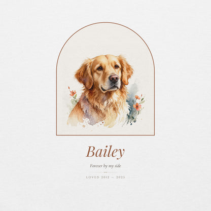 Watercolor Pet Memorial Portrait – lifestyle photo – Crewneck Sweatshirt