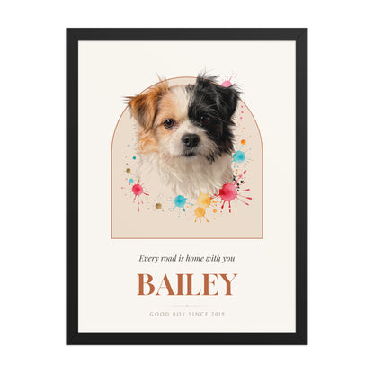 Watercolor Splash Dog Portrait – product photo – Framed Print