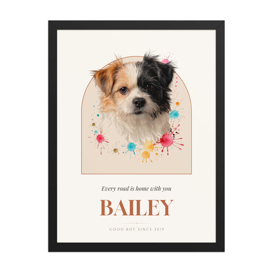 Watercolor Splash Dog Portrait – product photo – Framed Print
