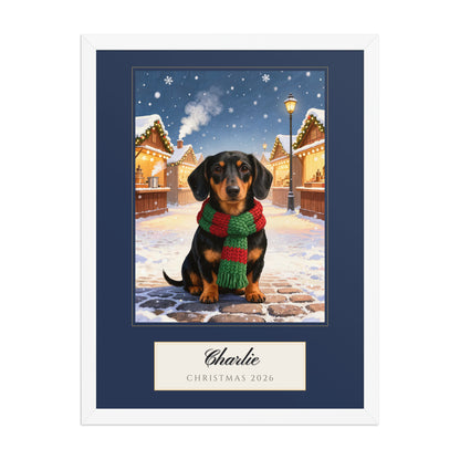 christmas pet portrait – front view – Enhanced Matte Paper Framed Poster