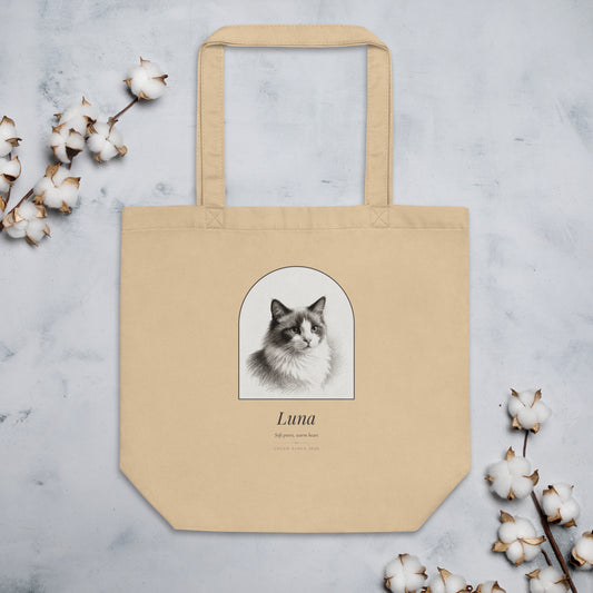 Pencil Sketch Cat Portrait Gift for Mom – lifestyle photo – Tote Bag