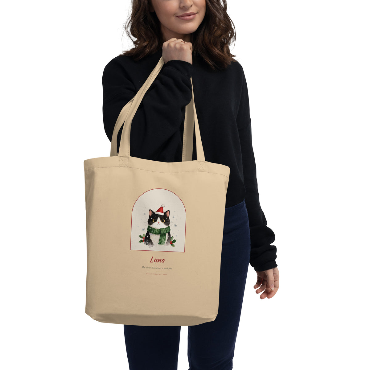 Christmas Cat Portrait – product photo – Tote Bag