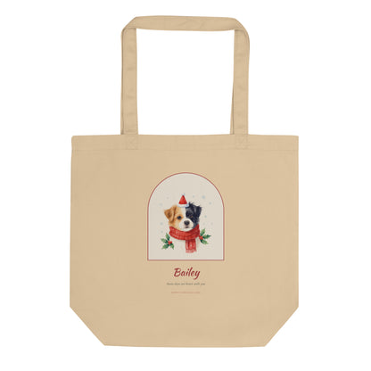 Christmas Dog Portrait – Christmas Pet Portrait Tote Bag - Custom Christmas Dog Portrait from Photo - front – Tote Bag