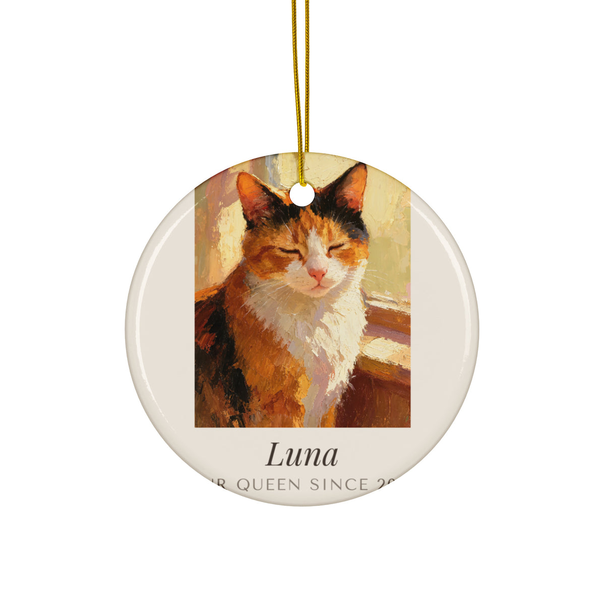 Oil Painting Cat Portrait – product photo – Ceramic Ornament