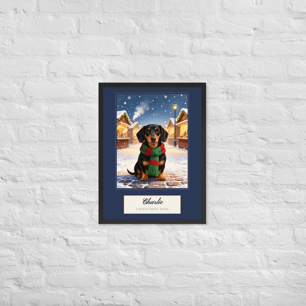 christmas pet portrait – lifestyle photo – Enhanced Matte Paper Framed Poster