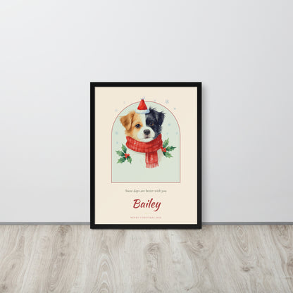 Christmas Dog Portrait – Christmas Pet Portrait – Framed Print