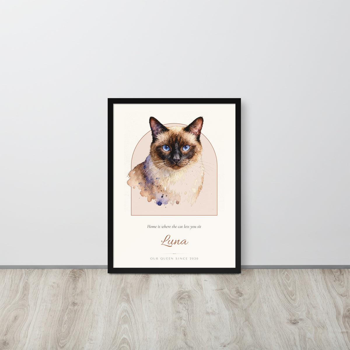 Watercolor Cat Portrait – lifestyle photo – Framed Print