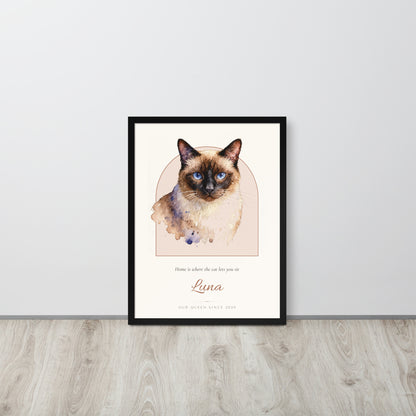 Watercolor Cat Portrait – lifestyle photo – Framed Print