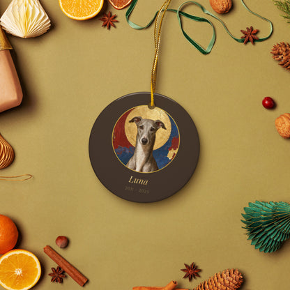 pet memorial portrait – lifestyle photo – Gold-Leaf Icon Ornament