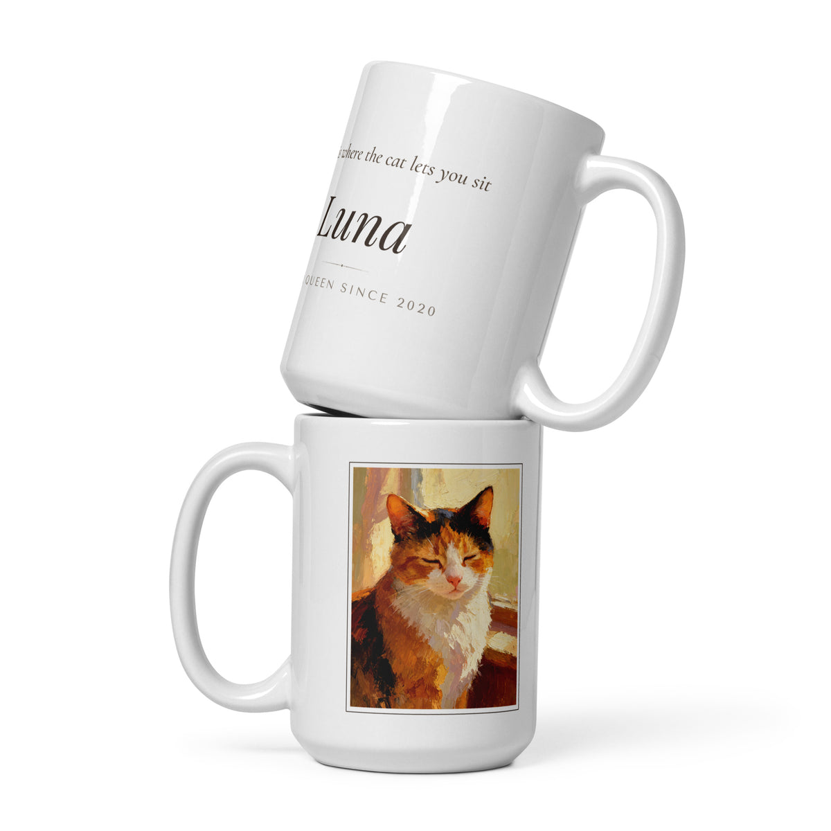 Oil Painting Cat Portrait – front view, front view – Coffee Mug