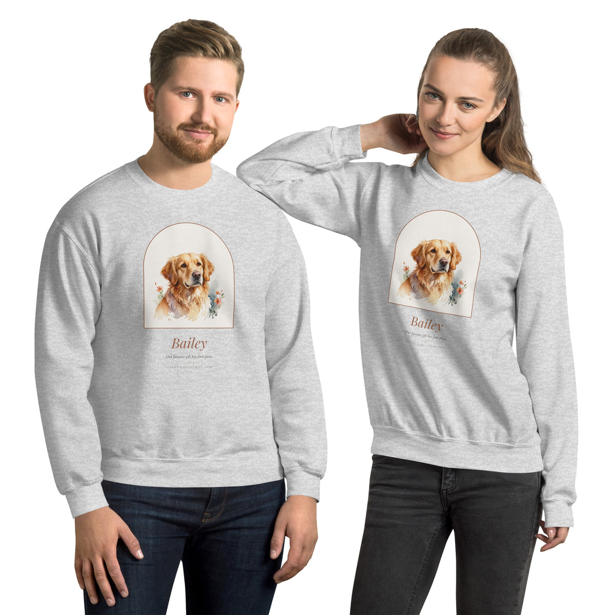 Watercolor Pet Christmas Gift – product photo – Crewneck Sweatshirt