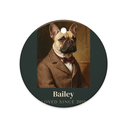 Gentleman Dog Portrait Gift for Mom – lifestyle photo – Ceramic Ornament