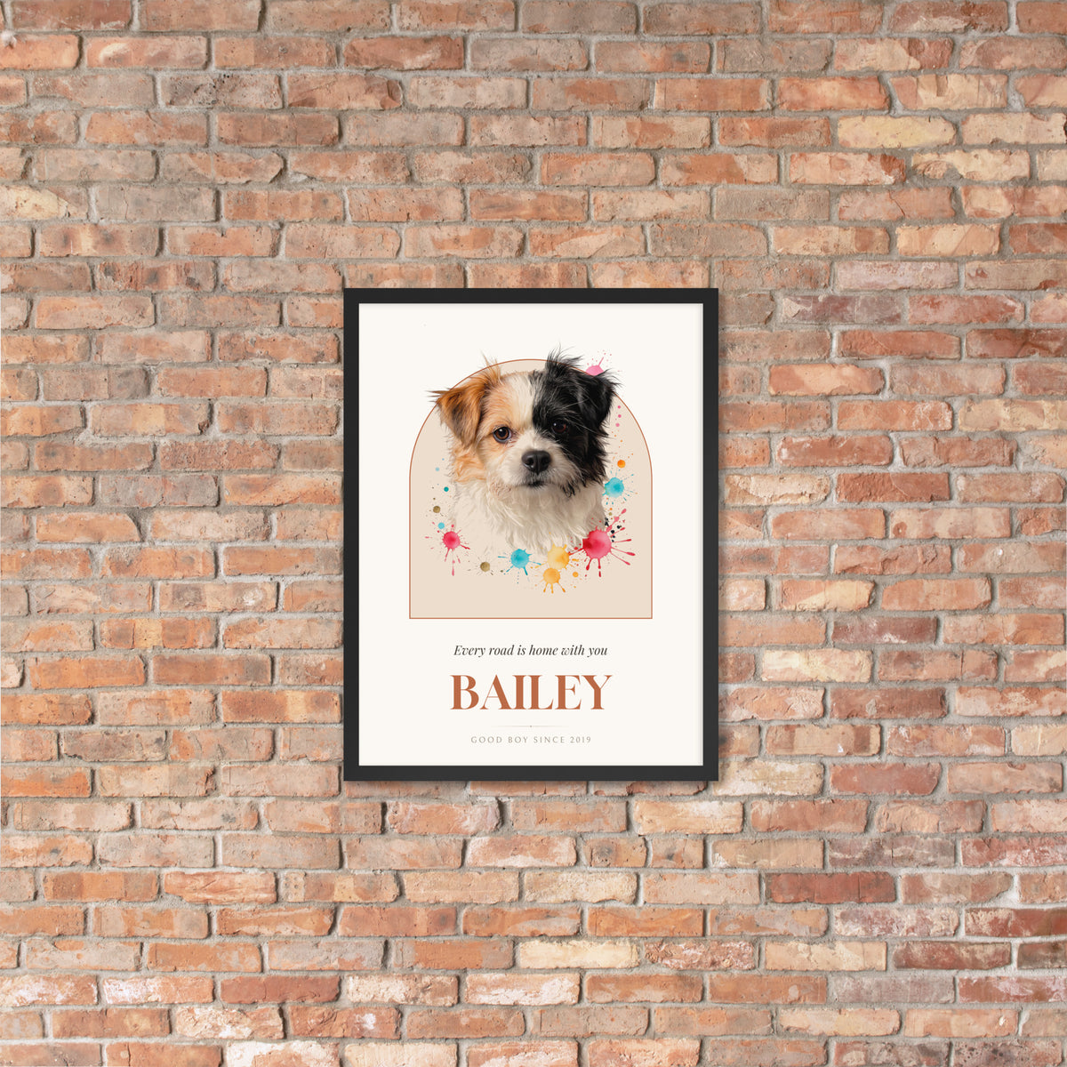 Watercolor Splash Dog Portrait – lifestyle photo, lifestyle 4 – Framed Print