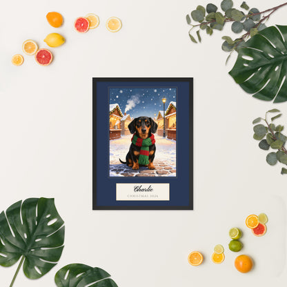 christmas pet portrait – lifestyle photo, spring/summer – Enhanced Matte Paper Framed Poster