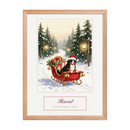 christmas pet portrait – front view – Enhanced Matte Paper Framed Poster
