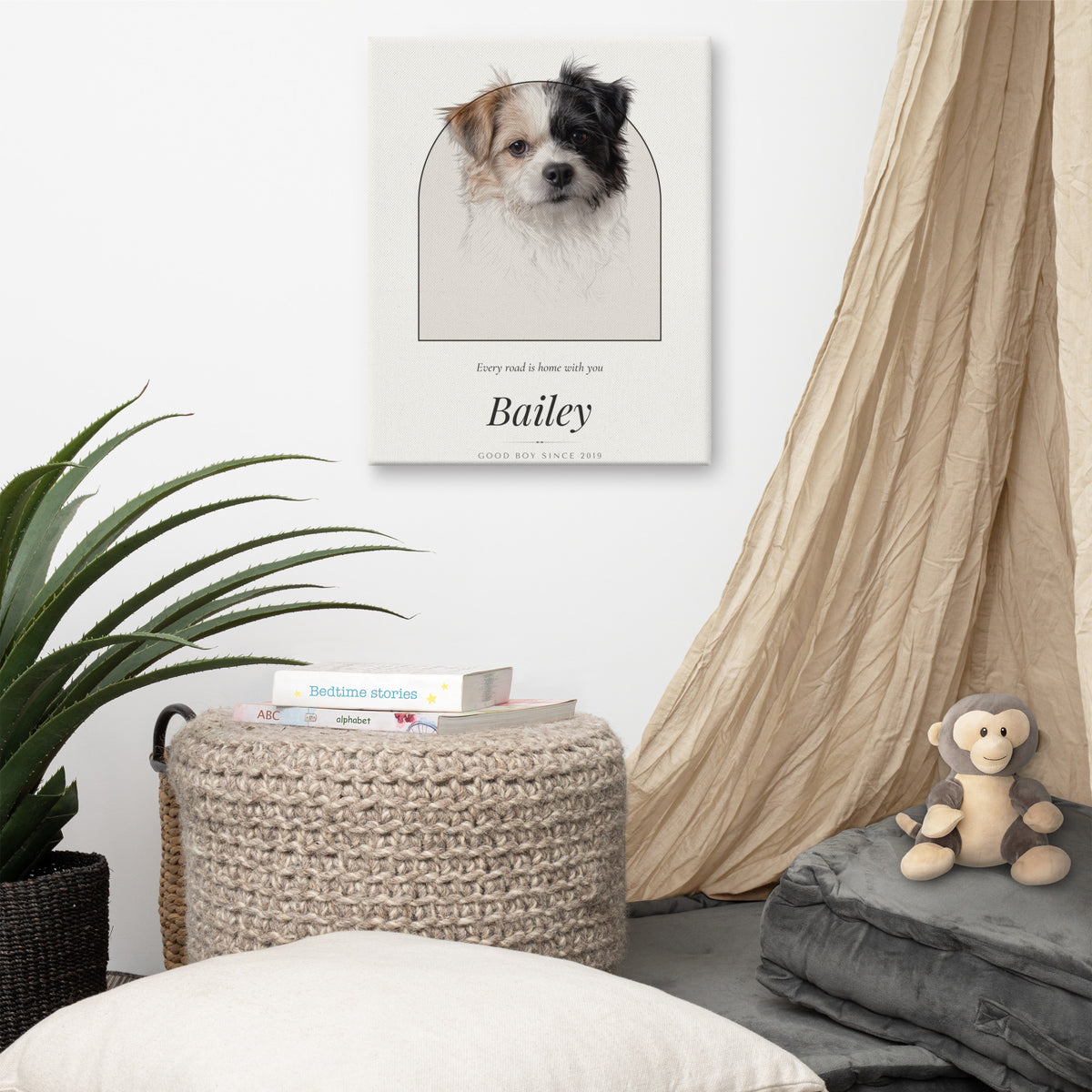 Pencil Sketch Dog Portrait – lifestyle photo – Canvas Print