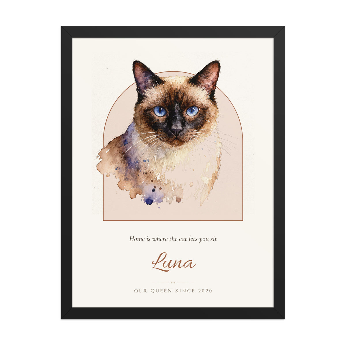 Watercolor Cat Portrait – product photo – Framed Print
