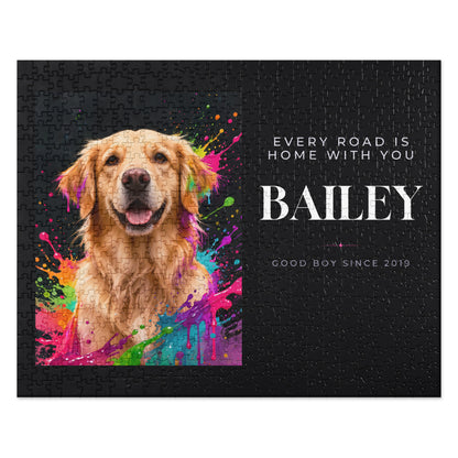 Neon Dog Portrait – front view – Jigsaw Puzzle